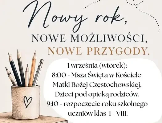 Rozpoczęcie roku szkolnego 2026/2027 – plan uroczystości
