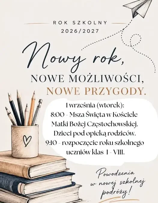 Rozpoczęcie roku szkolnego 2026/2027 – plan uroczystości