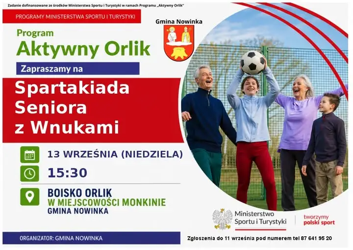 Spartakiada Seniora z Wnukami na Orliku w Monkiniach – już 13 września