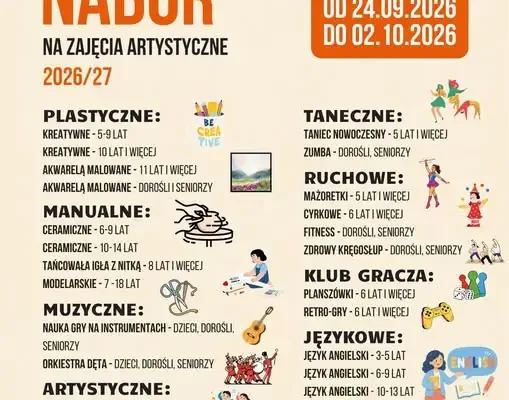 GOK Raczki ogłasza nabór na zajęcia 2026/2027 – zmiany w grupach kreatywnych