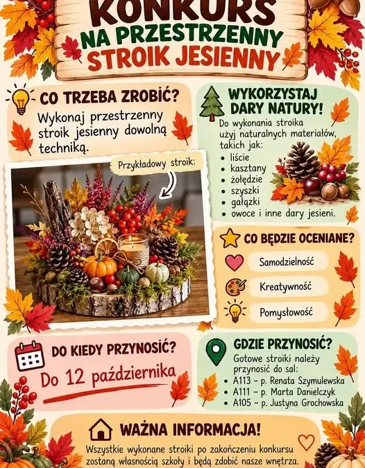 Konkurs na jesienny stroik dla uczniów klas I-III