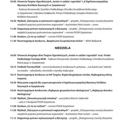 Targi Ogrodnicze „Jesień w sadzie i ogrodzie” w Szepietowie – program na weekend