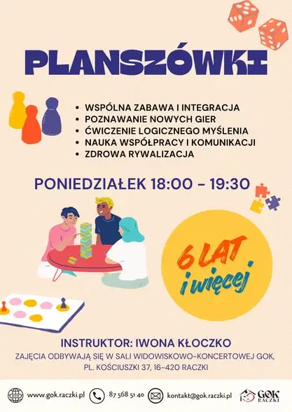 Zmiany w zajęciach kreatywnych i planszówkach w GOK Raczki