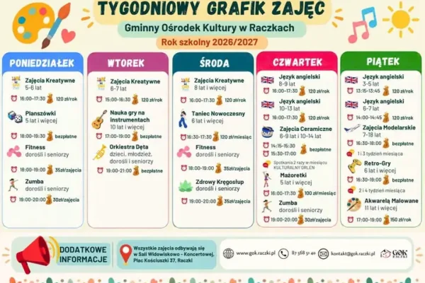 Ruszają zajęcia w Domu Kultury w Raczkach – harmonogram gotowy