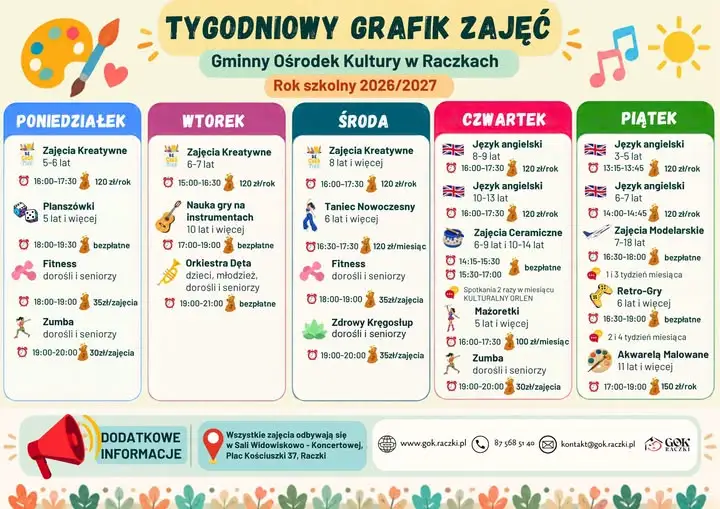 Ruszają zajęcia w Domu Kultury w Raczkach – harmonogram gotowy