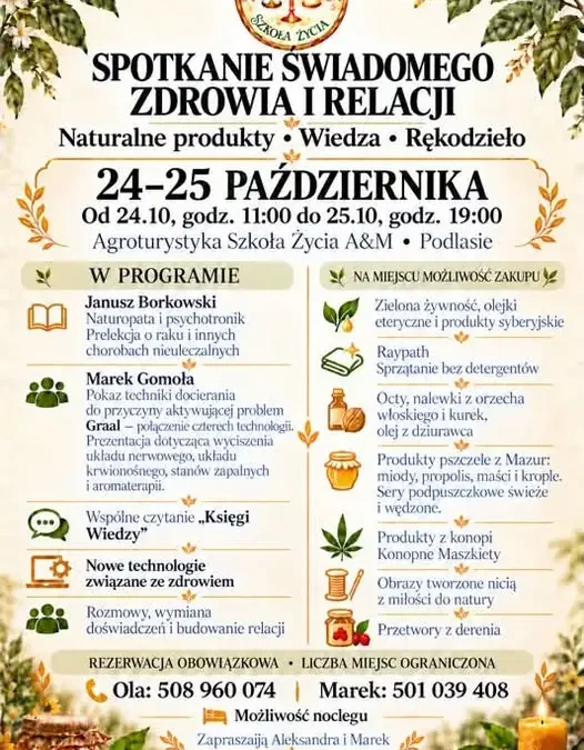 Spotkanie Świadomego Zdrowia i Relacji w Horodniance – 24-25 października