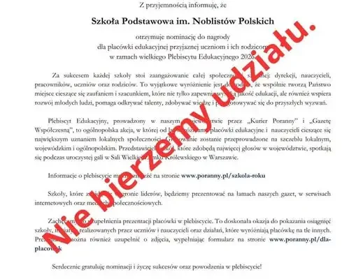 Szkoła odrzuca nominację w plebiscycie edukacyjnym. „Nie porównujmy się liczbą głosów”
