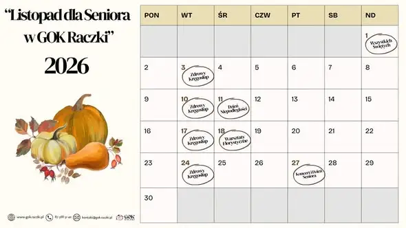Listopad pełen atrakcji dla seniorów w Raczkach – sprawdź harmonogram!