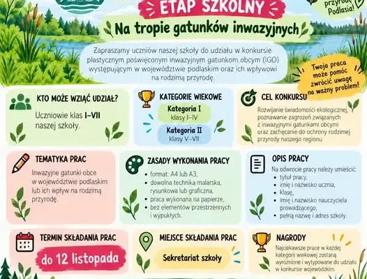 Konkurs plastyczny „Bioróżnorodność Województwa Podlaskiego” – na tropie gatunków inwazyjnych