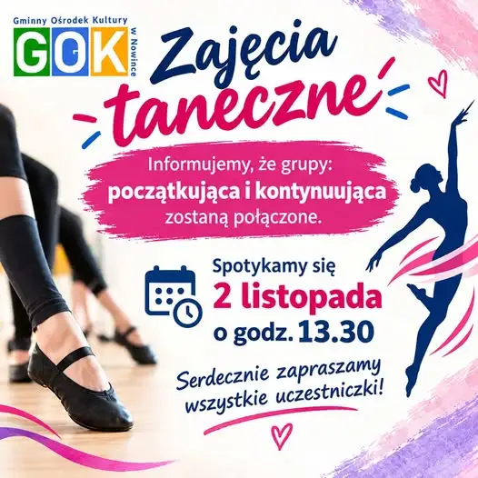 Zajęcia taneczne w GOK Nowinka – zmiana organizacji i wspólne spotkanie